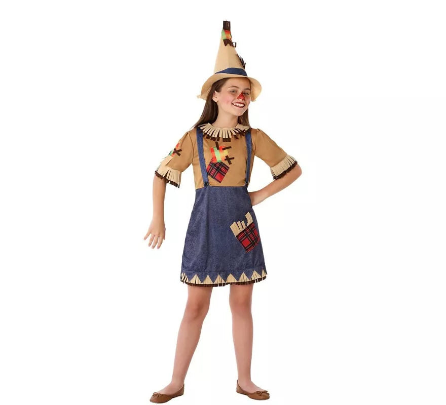 Translation missing: pt-PT.Disfraz de Espantapájaros con gorro para niña