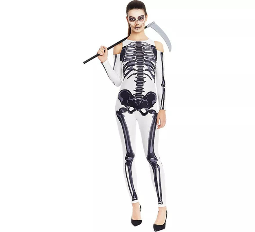 Translation missing: pt-PT.Disfraz de Esqueleto blanco completo para mujer