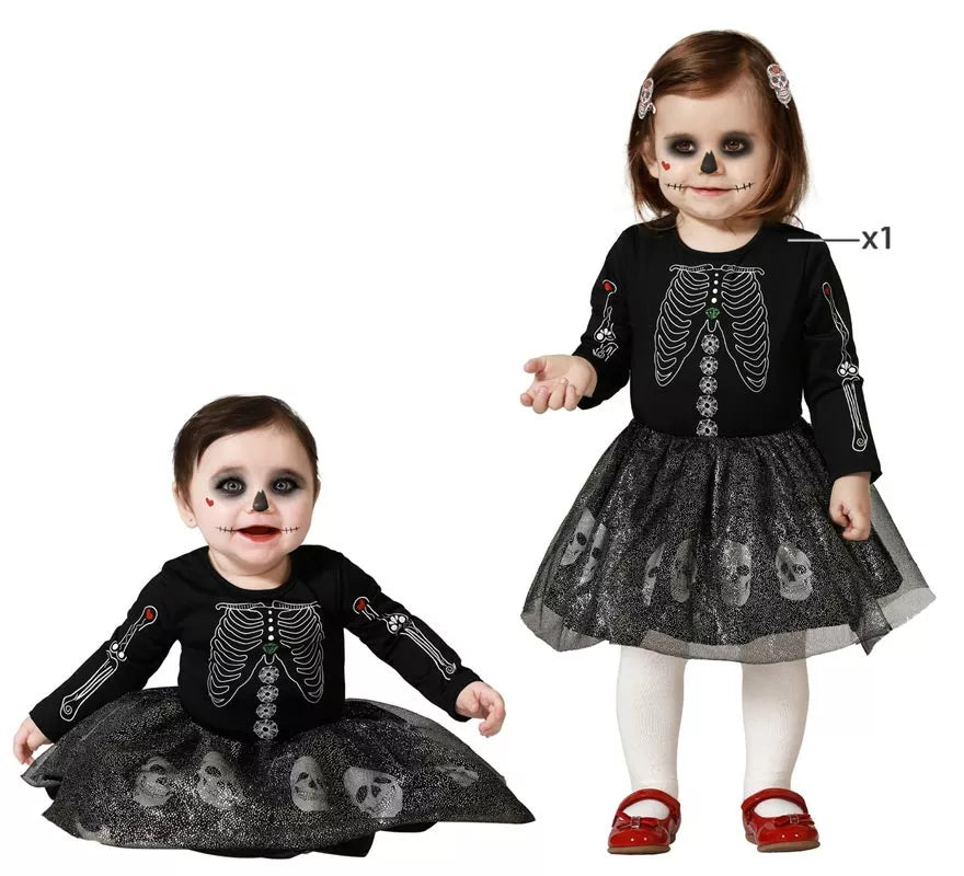 Translation missing: pt-PT.Disfraz de Esqueleto Brillo Calaveras para niña y bebé