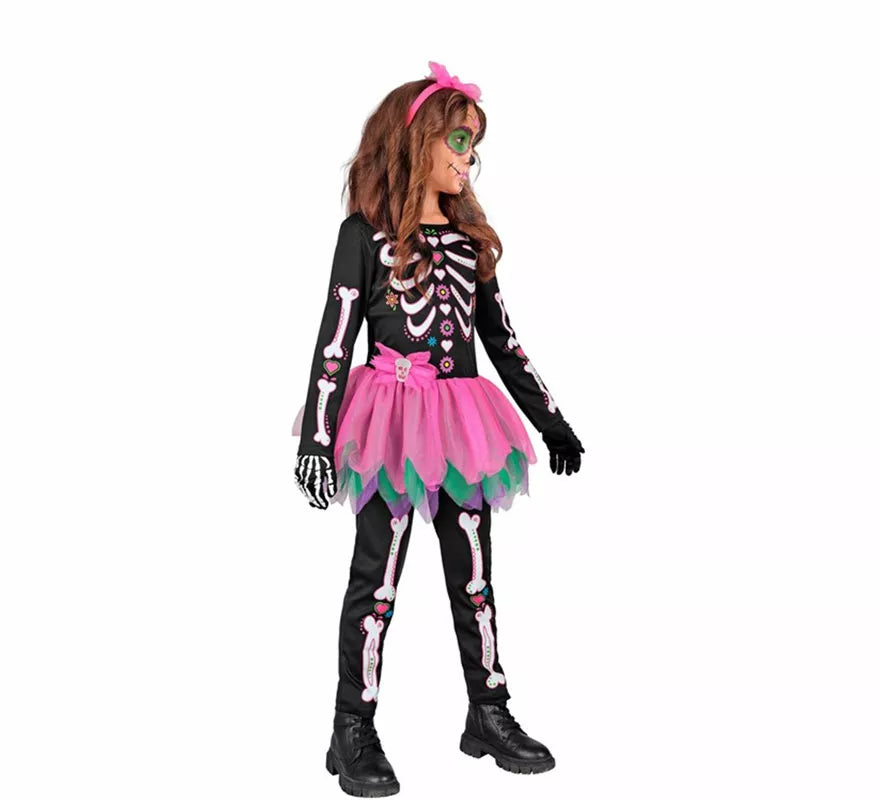 Translation missing: pt-PT.Disfraz de Esqueleto con Tutú rosa para niña