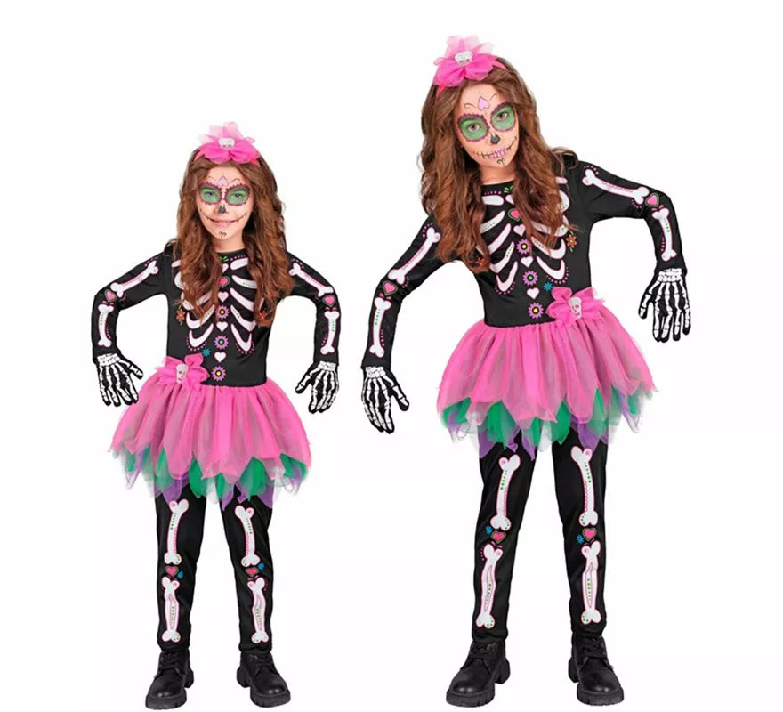 Translation missing: pt-PT.Disfraz de Esqueleto con Tutú rosa para niña