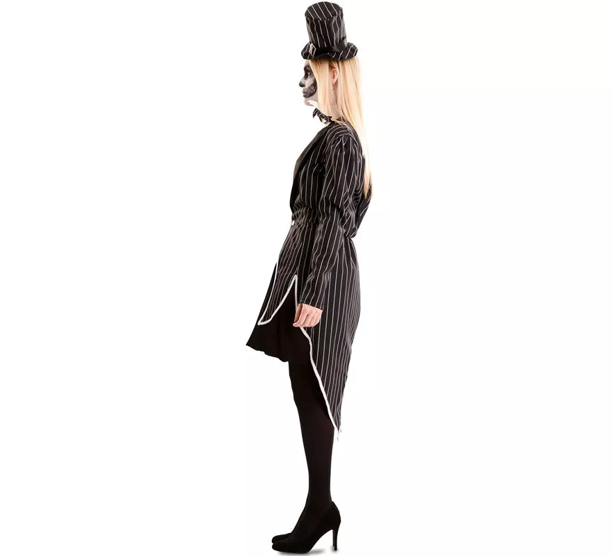 Disfraz de Esqueleto Elegante con sombrero para mujer