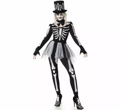 Fato de esqueleto elegante com chapéu para mulher