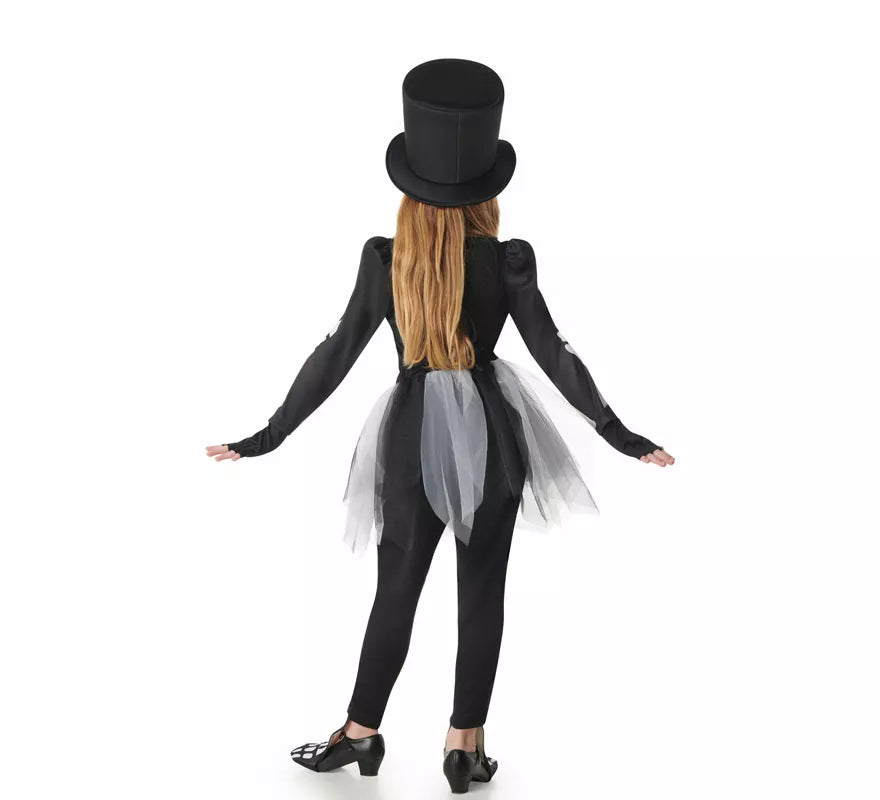 Translation missing: pt-PT.Disfraz de Esqueleto Elegante con Sombrero para niña