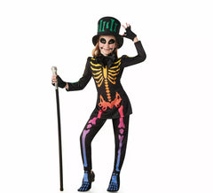 Fato de esqueleto elegante multicolorido para menina