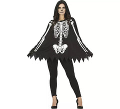 Fato de esqueleto em poncho para mulher
