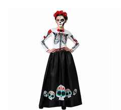 Fato de esqueleto mexicano Catrina Rosas para mulher