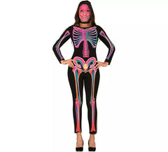 Fato de esqueleto neon para mulher