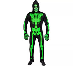Fato de esqueleto verde para homens