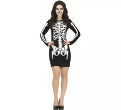 Vestido curto de Fato de esqueleto para mulher