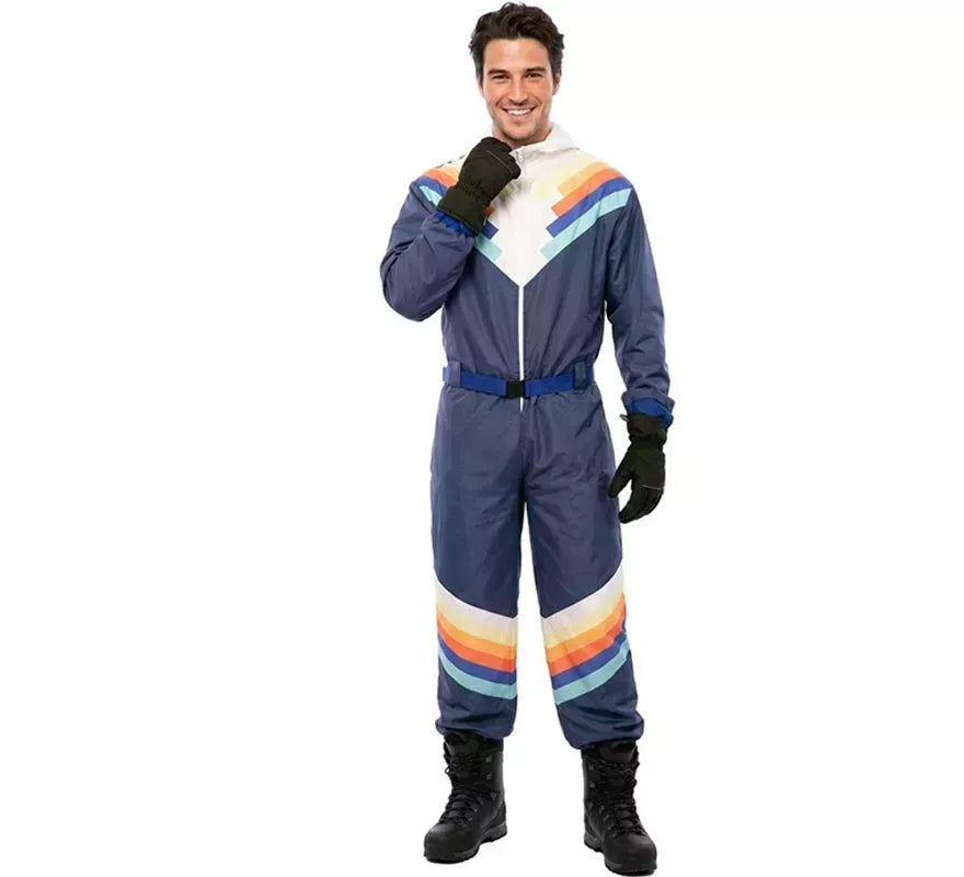 Translation missing: pt-PT.Disfraz de Esquiador azul con cinturón para hombre