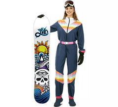 Fato de esquiadora azul com cinto para mulher