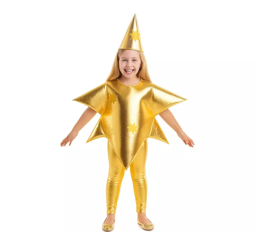 Translation missing: pt-PT.Disfraz de Estrella de Navidad color Oro para niños