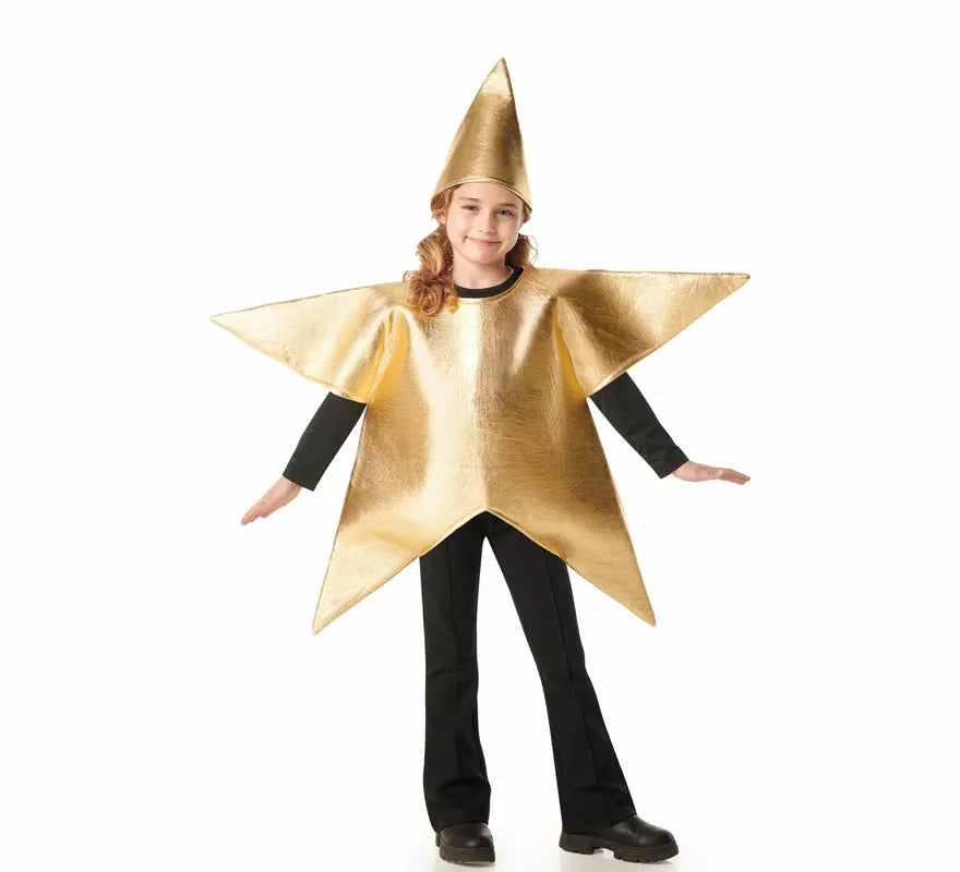 Translation missing: pt-PT.Disfraz de Estrella de Navidad dorada para niños
