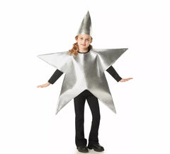 Fato de estrela de Natal prateada para criança