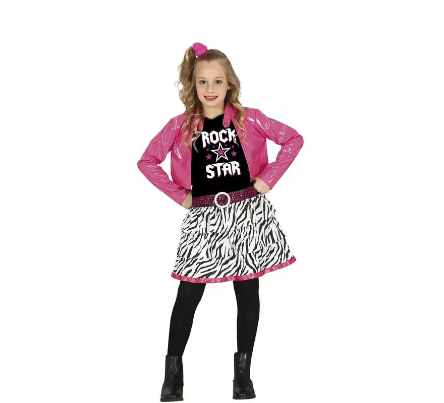 Translation missing: pt-PT.Disfraz de Estrella de Rock Rosa para niña
