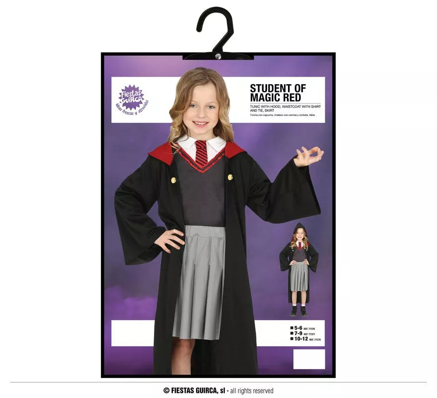 Translation missing: pt-PT.Disfraz de Estudiante de Magia Rojo para niña