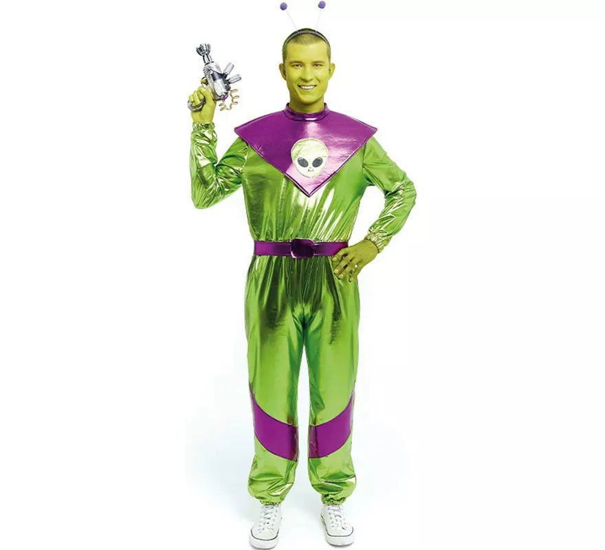 Translation missing: pt-PT.Disfraz de Extraterrestre verde y morado para hombre