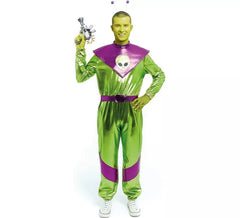 Fato de alienígena verde e roxo para homem