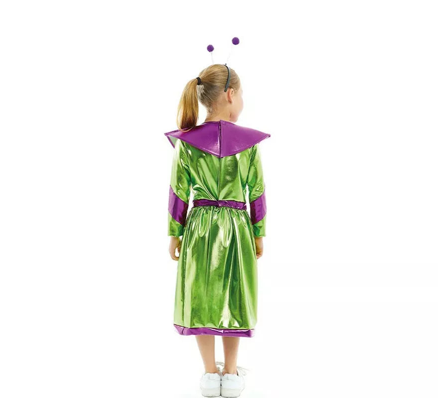Translation missing: pt-PT.Disfraz de Extraterrestre verde y morado para niña