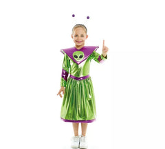 Fato de alienígena verde e roxo para menina