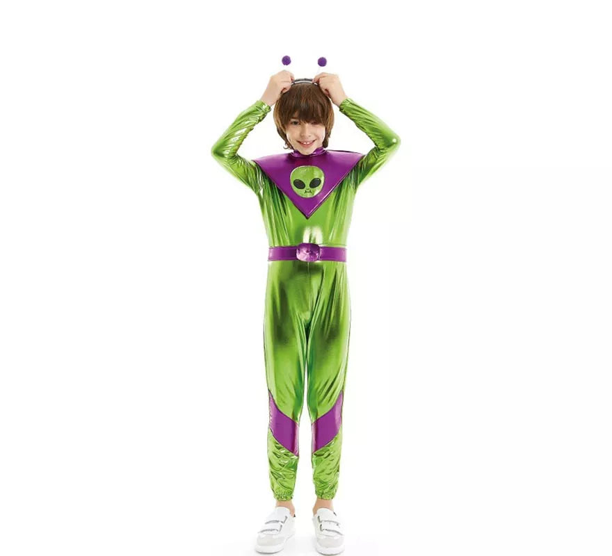 Translation missing: pt-PT.Disfraz de Extraterrestre verde y morado para niño