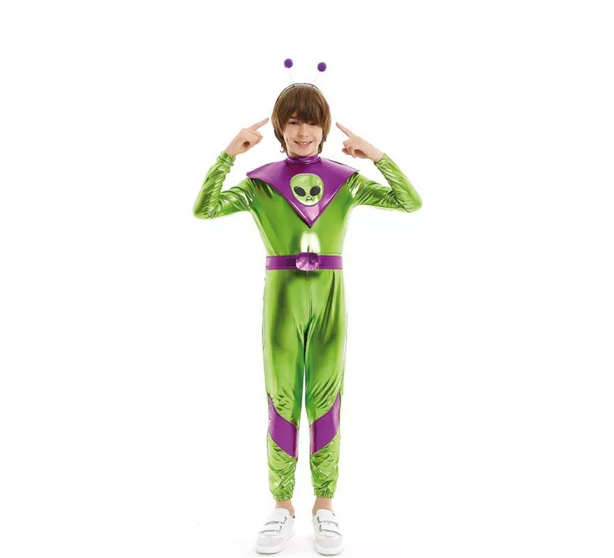 Translation missing: pt-PT.Disfraz de Extraterrestre verde y morado para niño