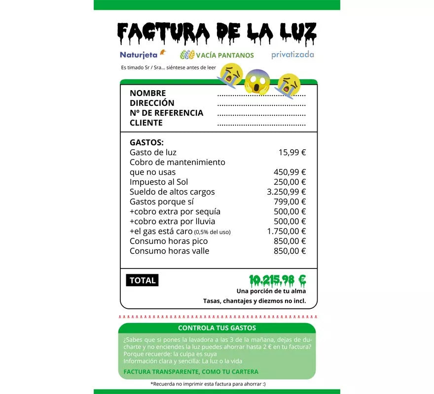 Disfraz de Factura de la Luz para adultos