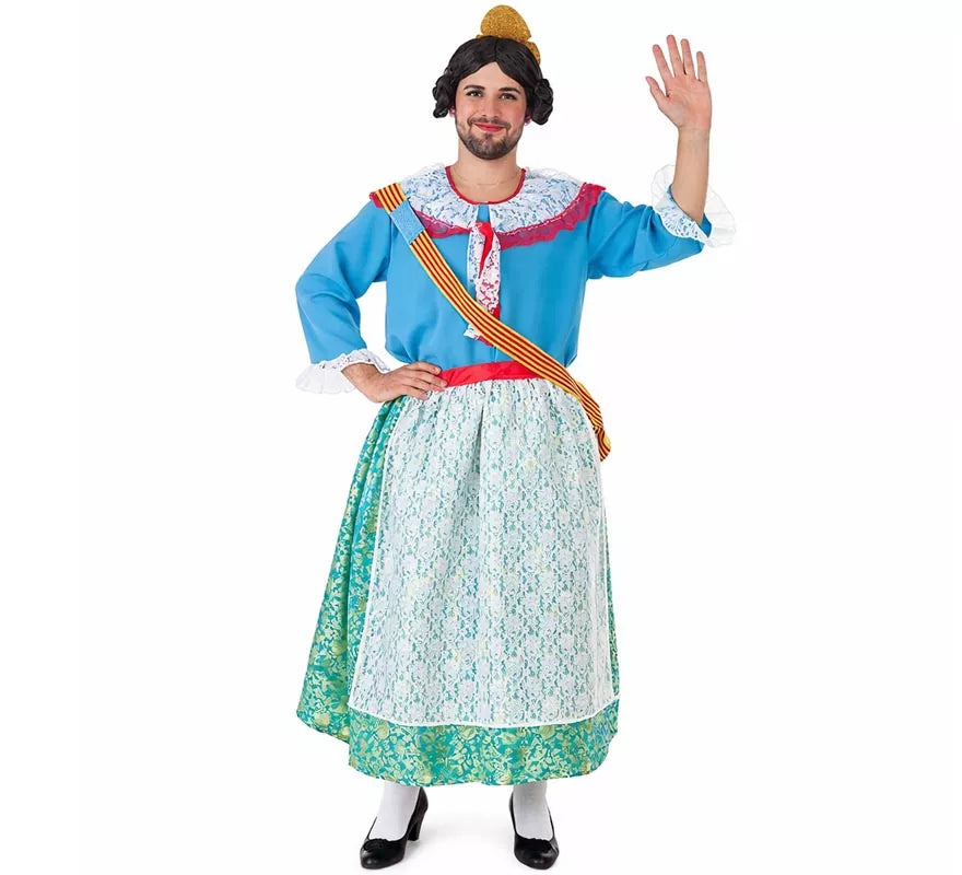 Disfraz de Fallera Mayor Azul para hombre