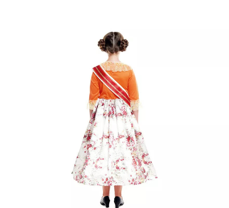 Translation missing: pt-PT.Disfraz de Fallera Naranja estampado para niña