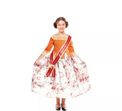Fato de Fallera laranja estampado para menina