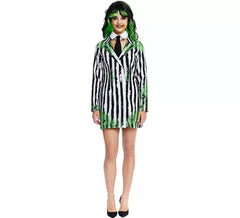 Traje fantasma de terno listrado feminino