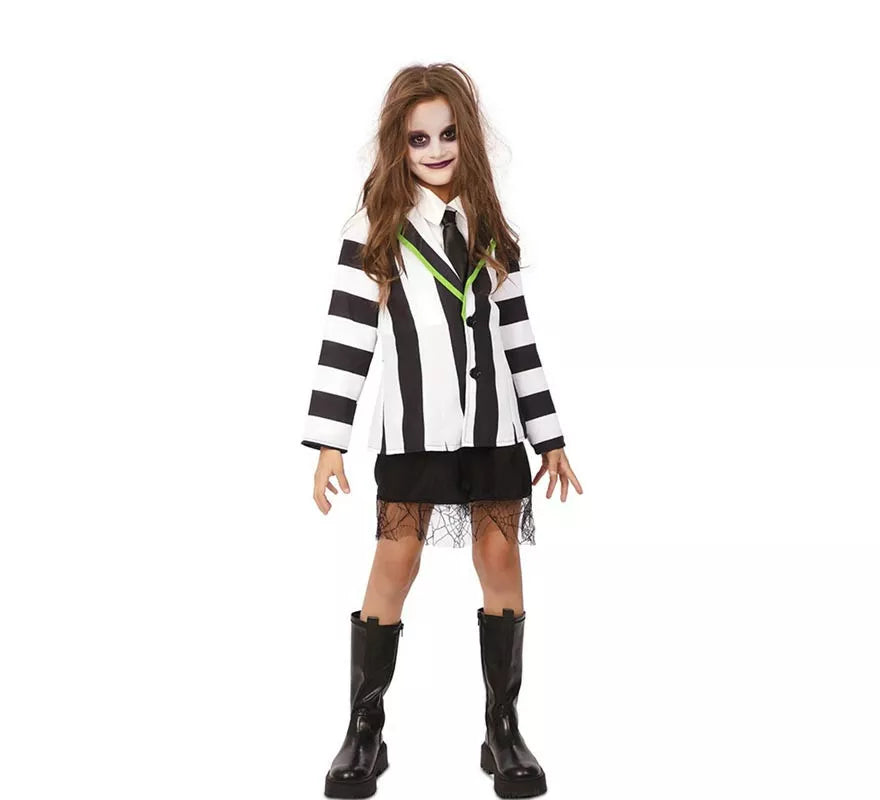 Translation missing: pt-PT.Disfraz de Fantasma de traje divertido a rayas para niña