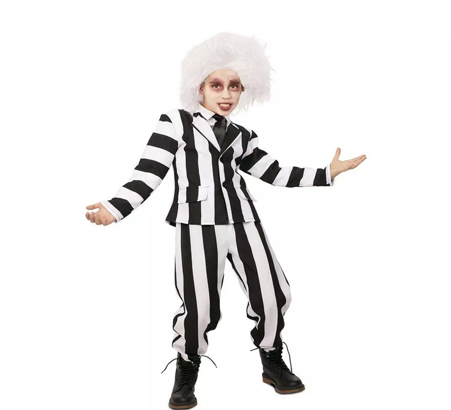 Translation missing: pt-PT.Disfraz de Fantasma de traje divertido a rayas para niño