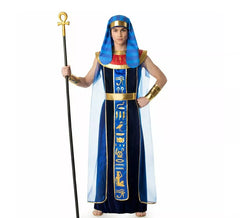 Fato de faraó egípcio azul para homem
