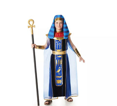 Fato de faraó egípcio azul para meninos