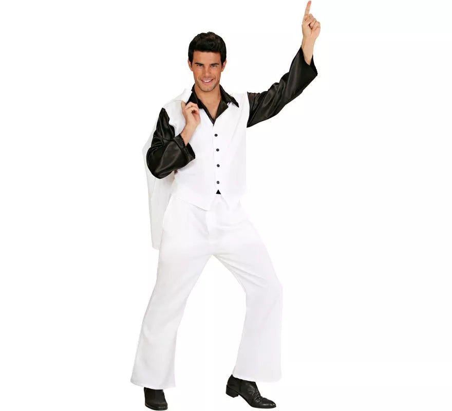 Translation missing: pt-PT.Disfraz de Fiebre Disco en traje blanco para hombre