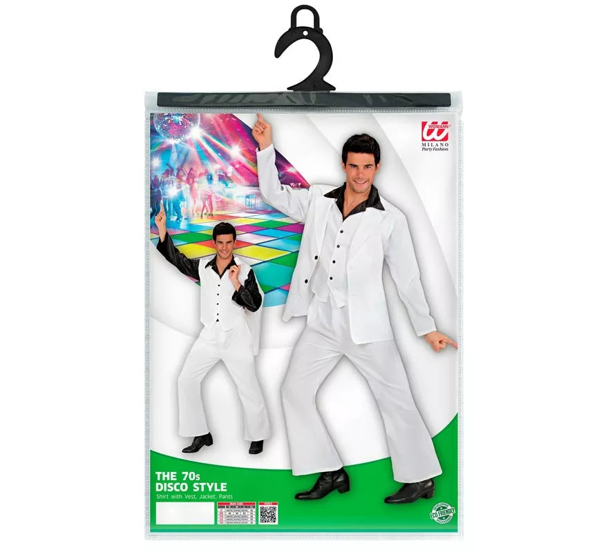 Translation missing: pt-PT.Disfraz de Fiebre Disco en traje blanco para hombre