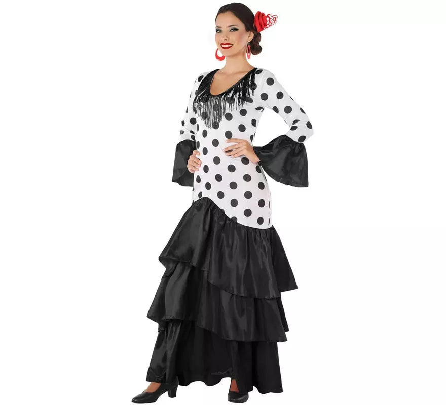 Translation missing: pt-PT.Disfraz de Flamenca o Sevillana blanco y negro para mujer