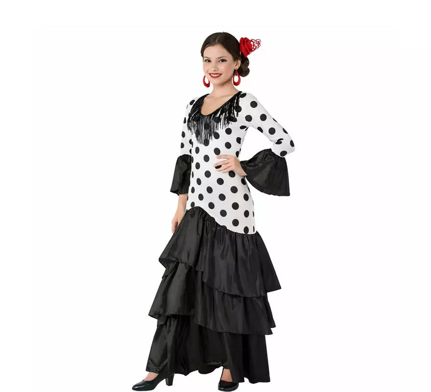 Translation missing: pt-PT.Disfraz de Flamenca o Sevillana blanco y negro para mujer
