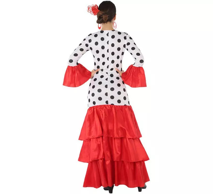 Translation missing: pt-PT.Disfraz de Flamenca o Sevillana blanco y rojo para mujer