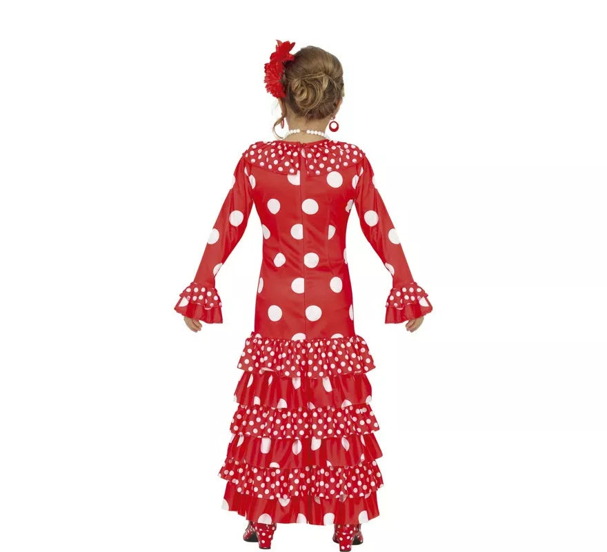 Translation missing: pt-PT.Disfraz de Flamenca Rojo a Lunares para niña