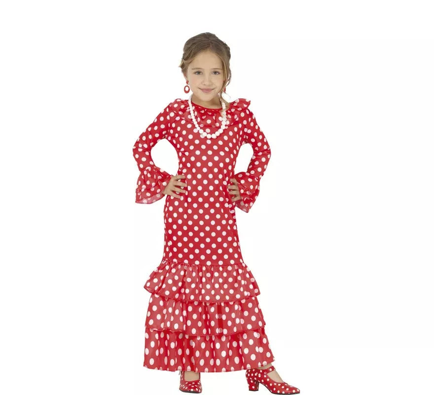 Translation missing: pt-PT.Disfraz de Flamenca Rojo a Lunares para niña