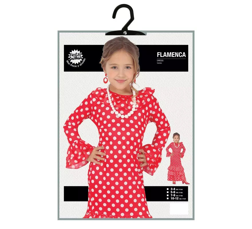 Translation missing: pt-PT.Disfraz de Flamenca Rojo a Lunares para niña