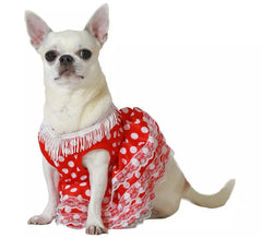 Fato de flamenco vermelho para cães
