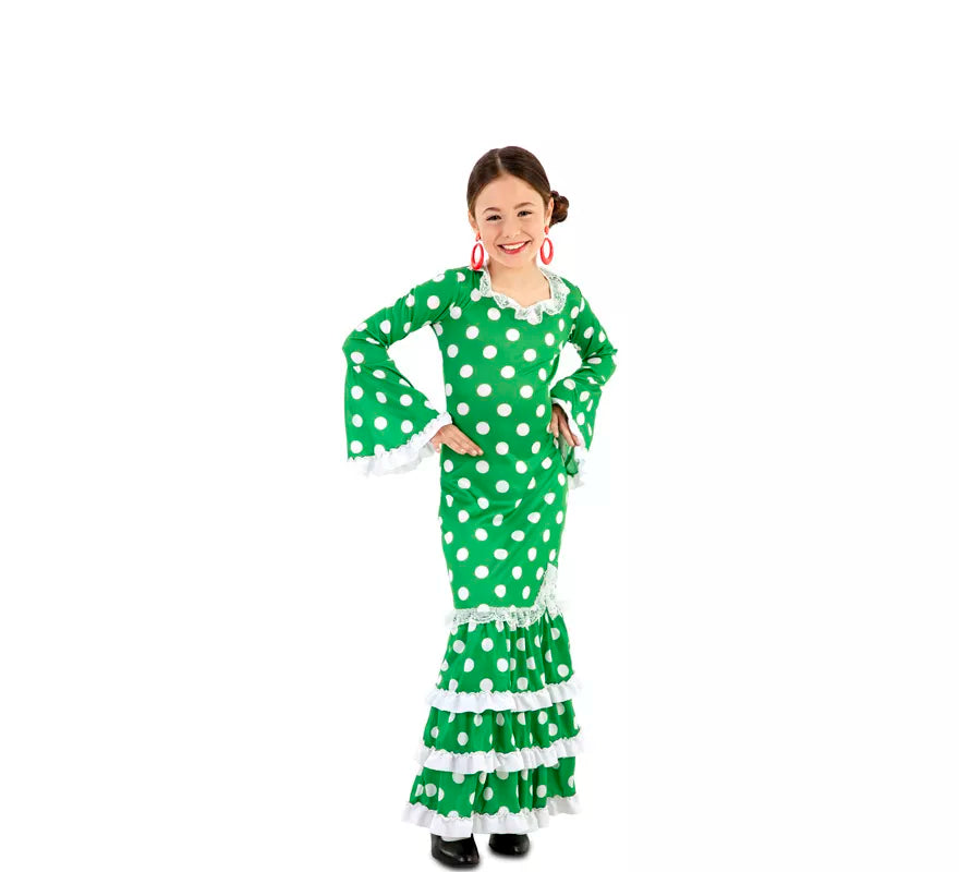 Translation missing: pt-PT.Flamenca Verde con lunares para niña