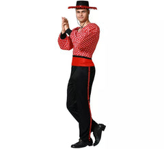 Fato de flamenco vermelho e preto para homem