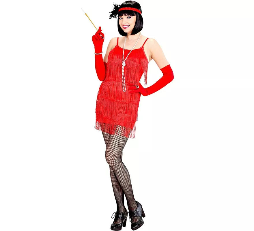 Translation missing: pt-PT.Disfraz de Flapper rojo clásico para mujer