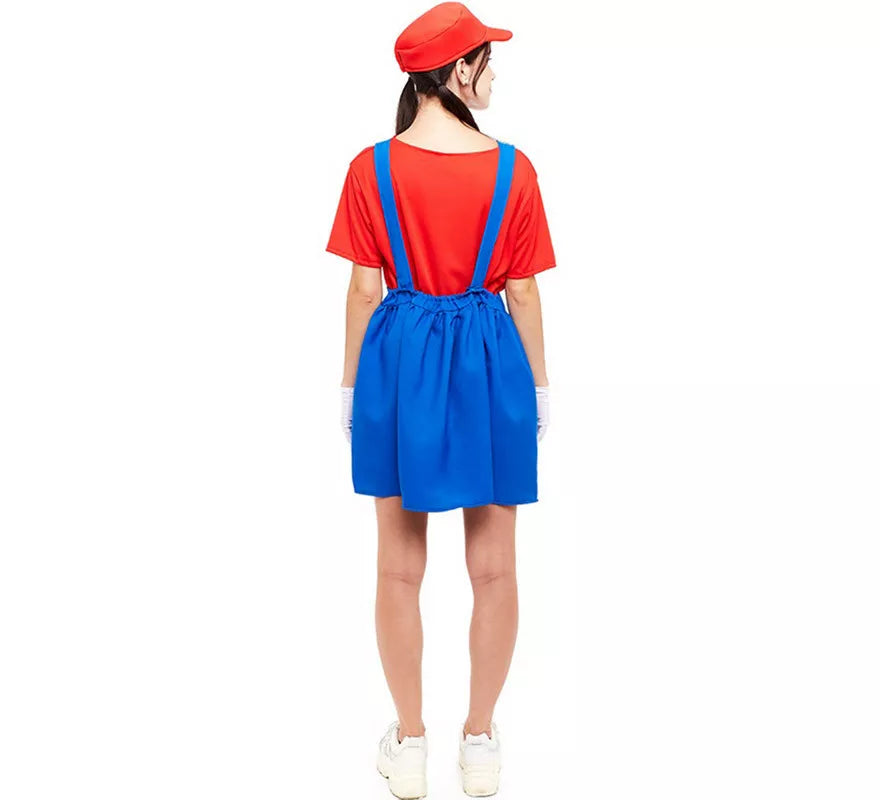 Translation missing: pt-PT.Disfraz de Fontanera Roja de Videojuegos para mujer