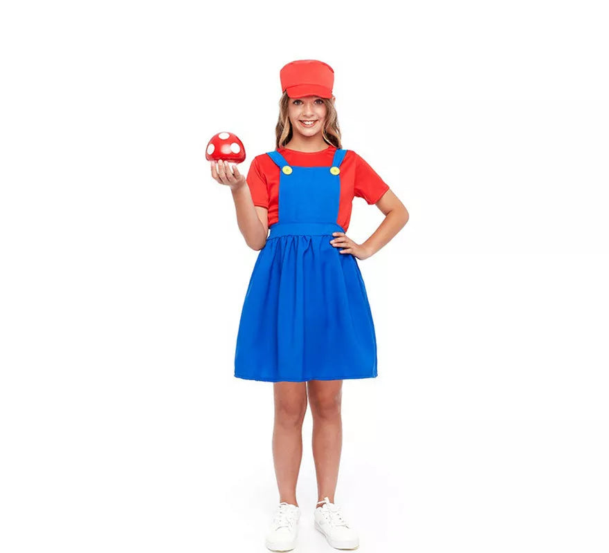 Translation missing: pt-PT.Disfraz de Fontanera Roja de Videojuegos para niña